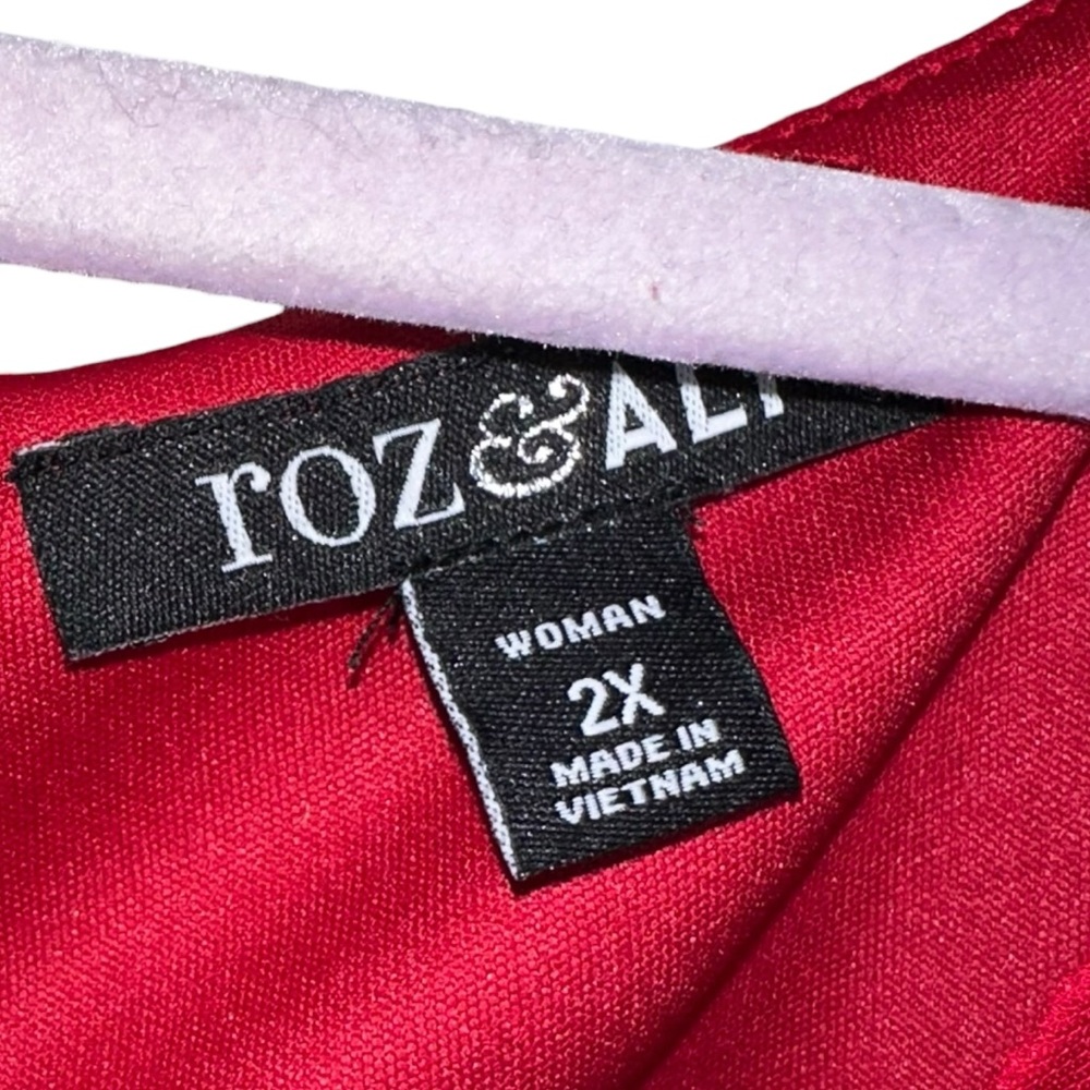 EUC ROZ & ALI Red and Black Ombré Glittery Evening Holiday Blouse‎ - 2X - Picture 3 of 4